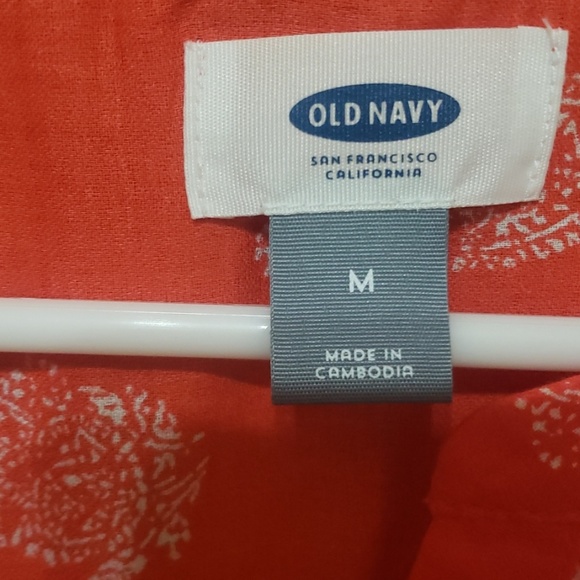 Old navy shirt-dress sz M red with white paisley - Picture 2 of 8